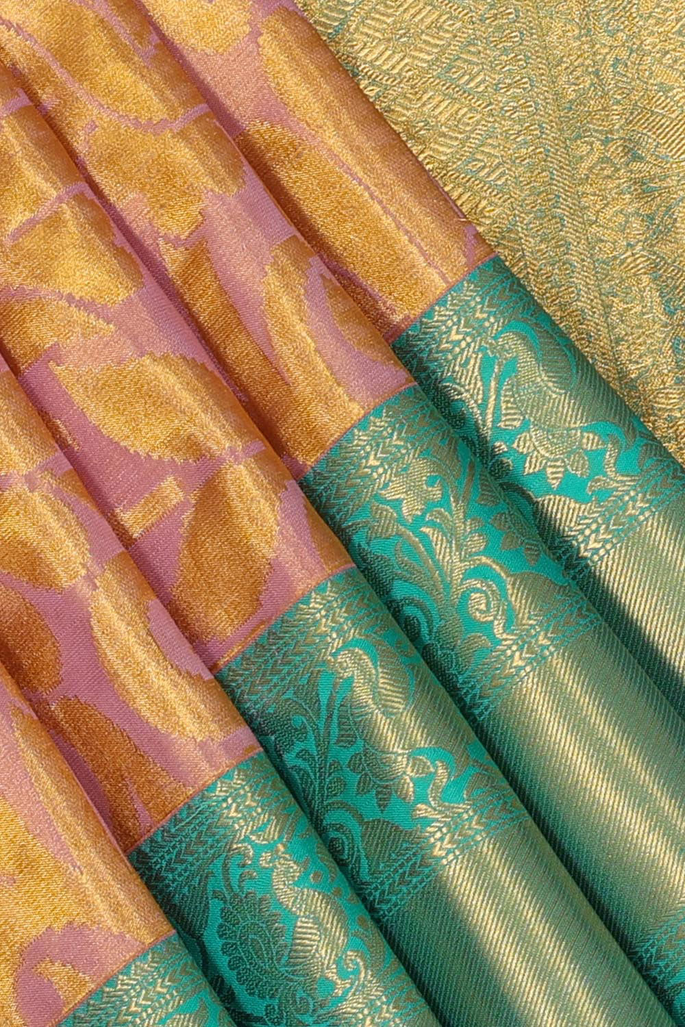 Kanchipattu An Ethereal Pearl Gold/Pink Saree