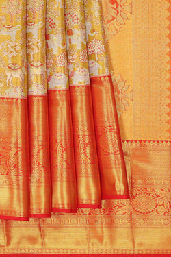 Collection of Kanchipattu Gold Green Saree in a gallery layout