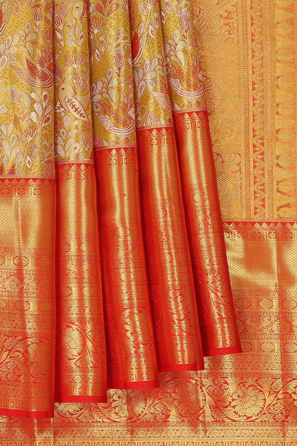 Collection of Kanchipattu Gold/Yellow Saree in a gallery layout