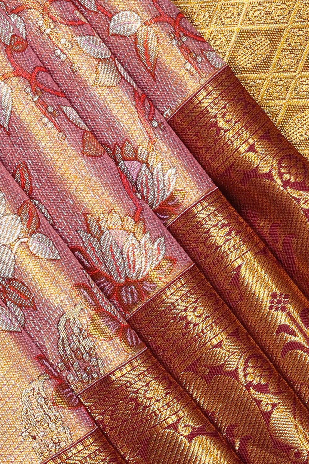 Image of Kanchipattu Tissue Brocade Pink Saree