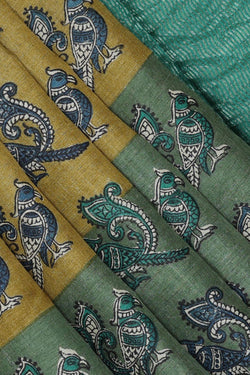 Collection of Tussar-Silk Kalamkari Printed Saree in a gallery layout