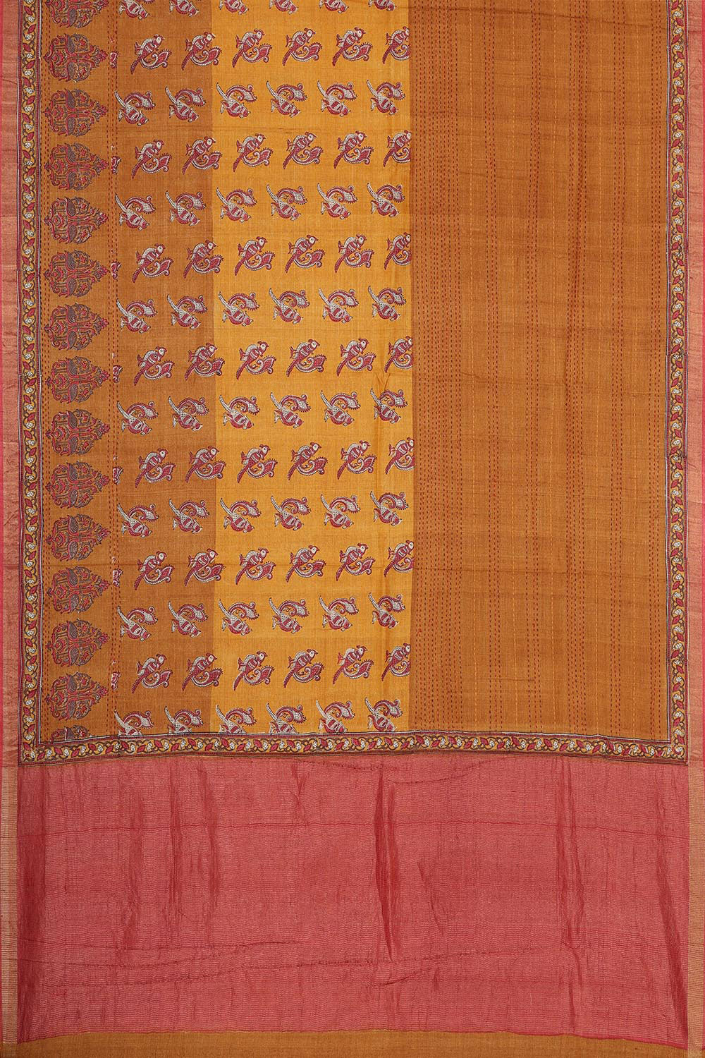 Collection of Tussar Embroidered Mustard Saree in a gallery layout