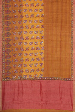 Collection of Tussar Embroidered Mustard Saree in a gallery layout