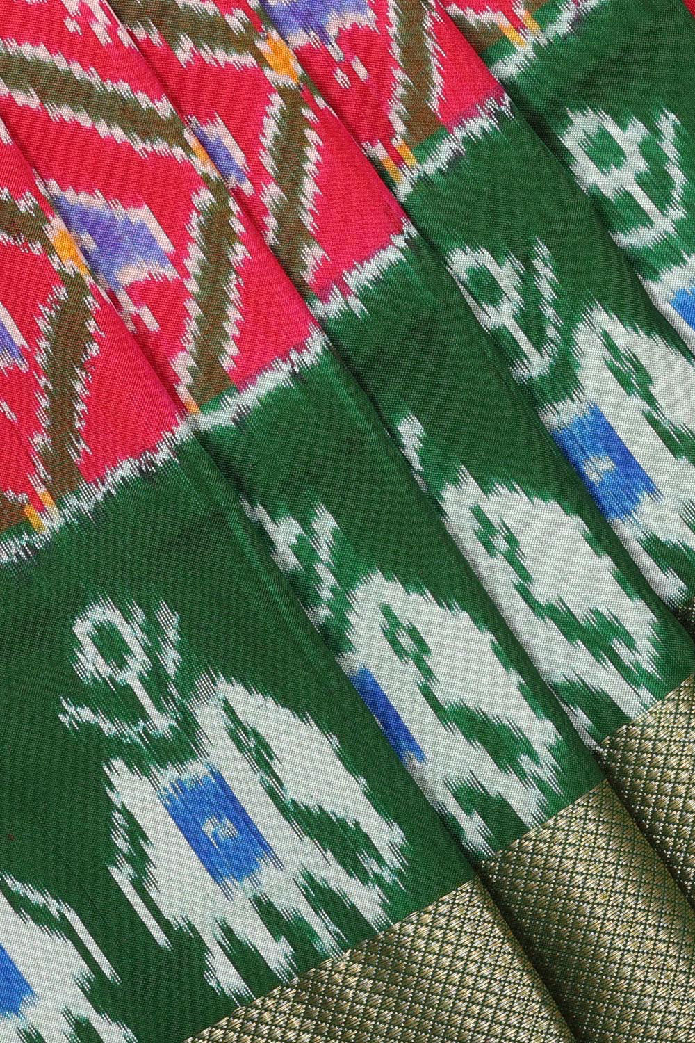 Collection of Pochampally-Silk Pavada Unstitched Set in a gallery layout