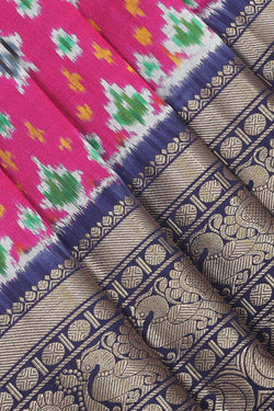 Collection of Pochampally-Silk Pavada Unstitched Set in a gallery layout