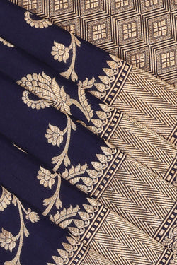 Collection of Banarasi Silk Navy Blue Saree in a gallery layout