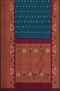 Image of Gadwal Silk Teal Blue Saree