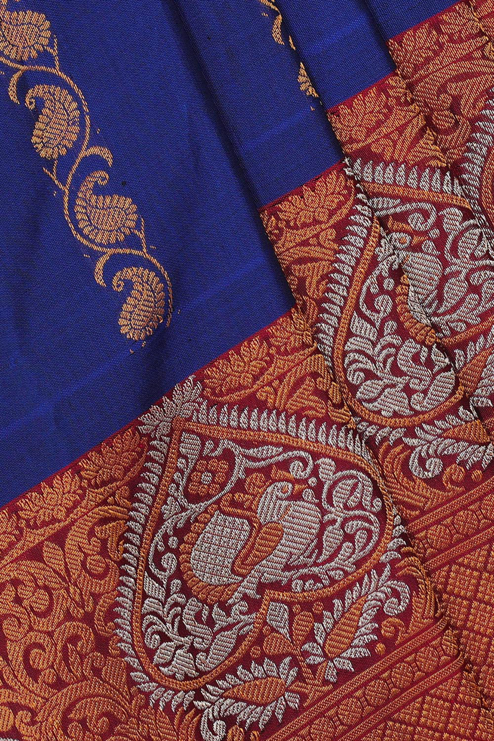 Gadwal-Silk Indigo Blue Saree