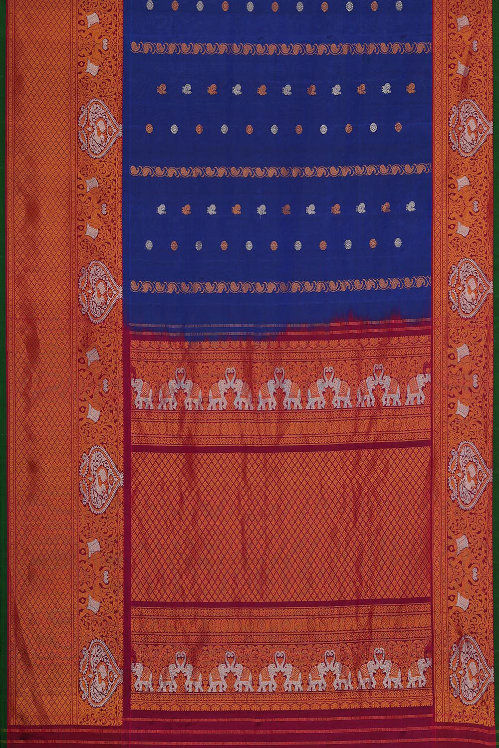 Gadwal-Silk Indigo Blue Saree