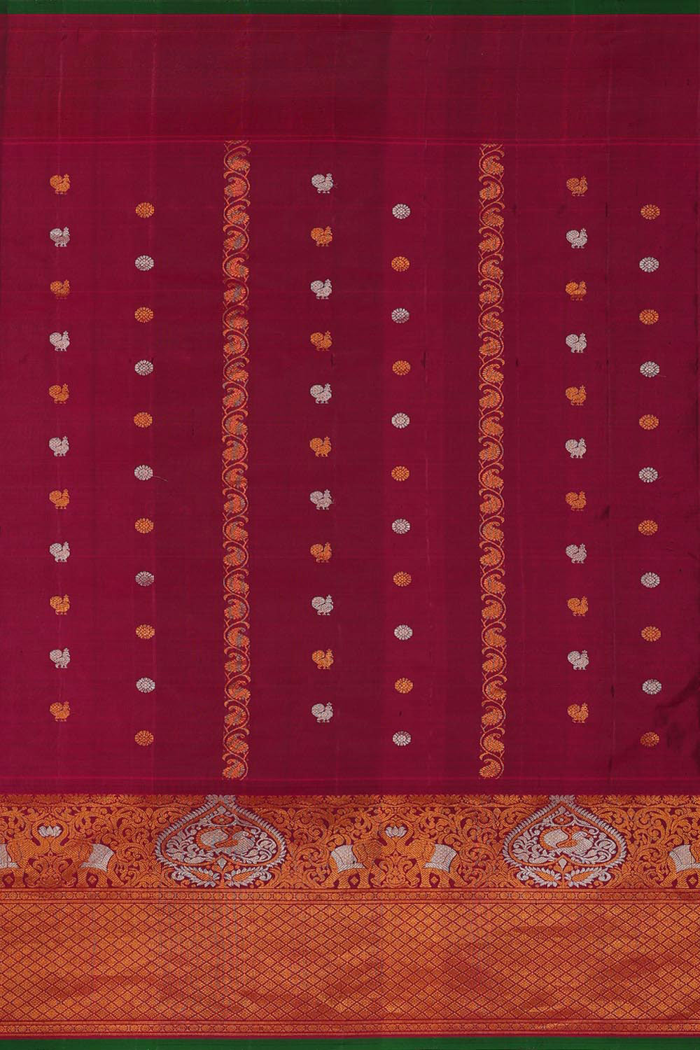 Image of Gadwal-Silk Indigo Blue Saree