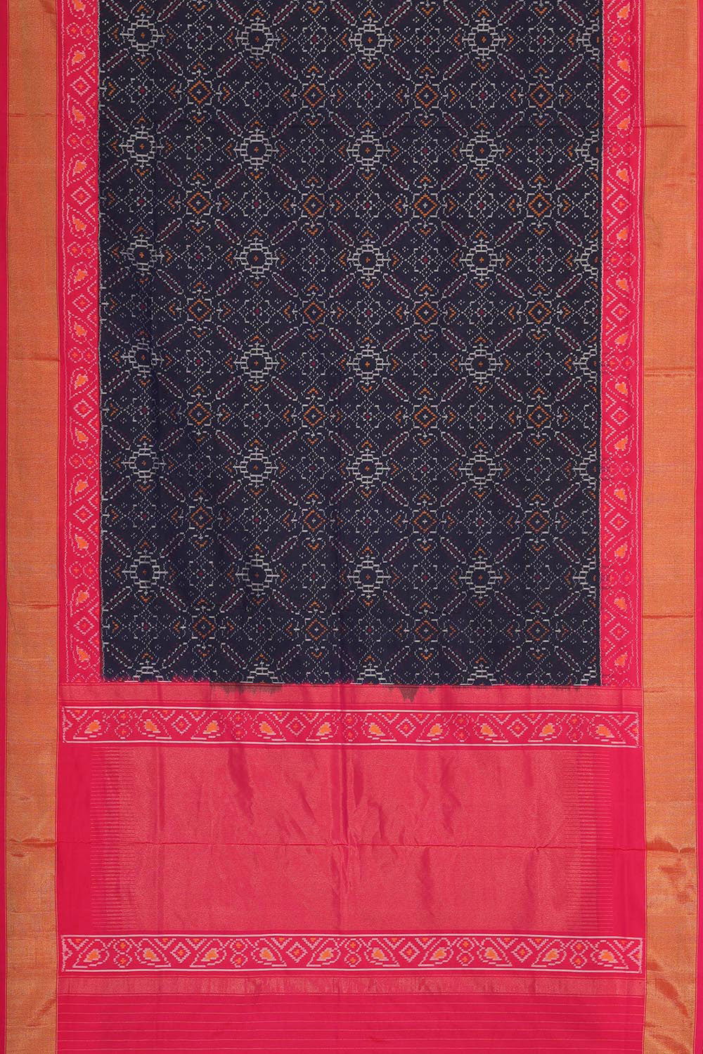 Collection of Pochampally Silk Ikat Navy Blue Saree in a gallery layout