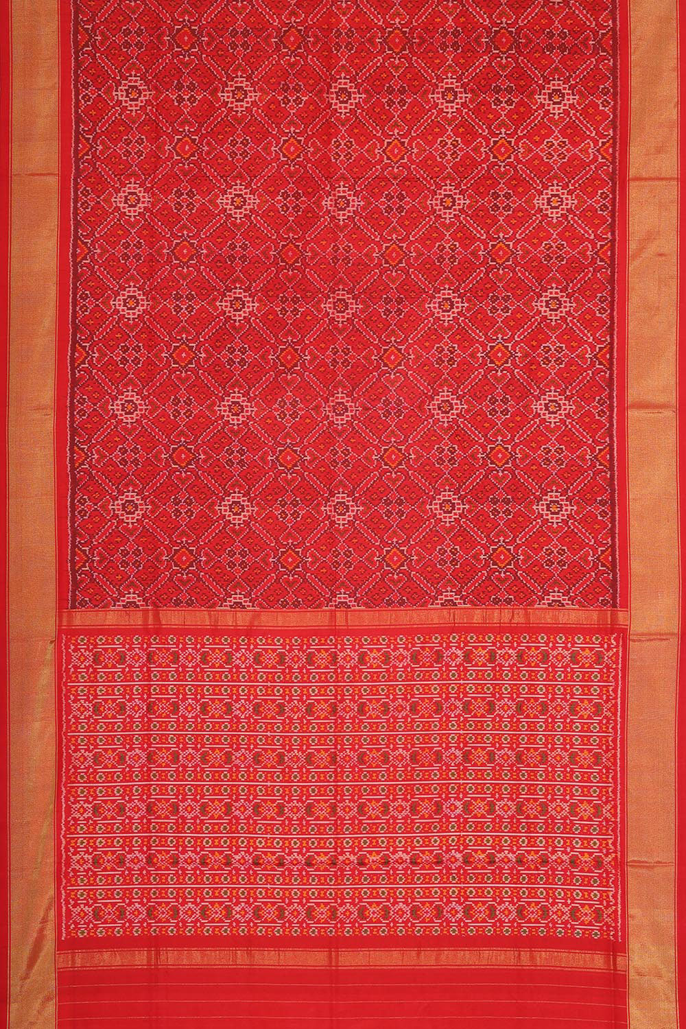 Collection of Pochampally Silk Ikat Red Saree in a gallery layout