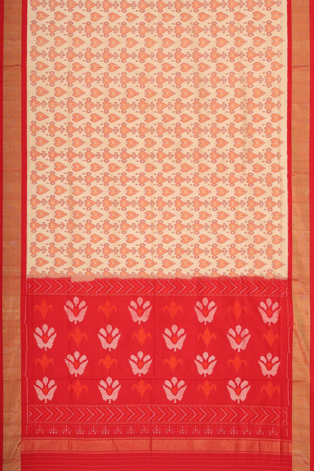 Collection of Pochampally Silk Ikat Cream Saree in a gallery layout