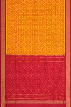 Collection of Pochampally Silk Ikat Yellow Saree in a gallery layout