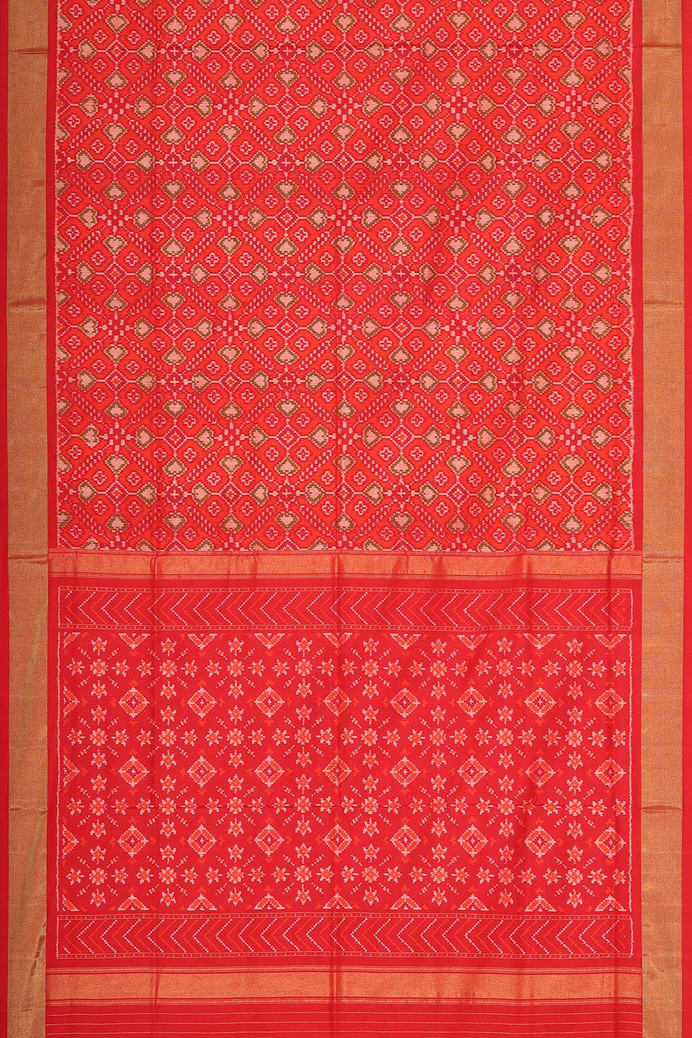 Collection of Pochampally Silk Ikat Red Saree in a gallery layout