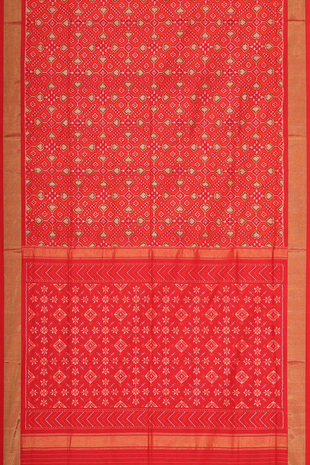 Image of Pochampally Silk Ikat Red Saree