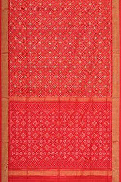 Collection of Pochampally Silk Ikat Red Saree in a gallery layout