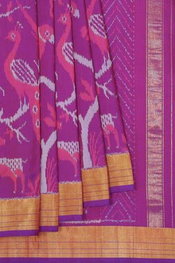 Collection of Pochampally Silk Ikat Purple Saree in a gallery layout