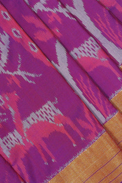 Collection of Pochampally Silk Ikat Purple Saree in a gallery layout