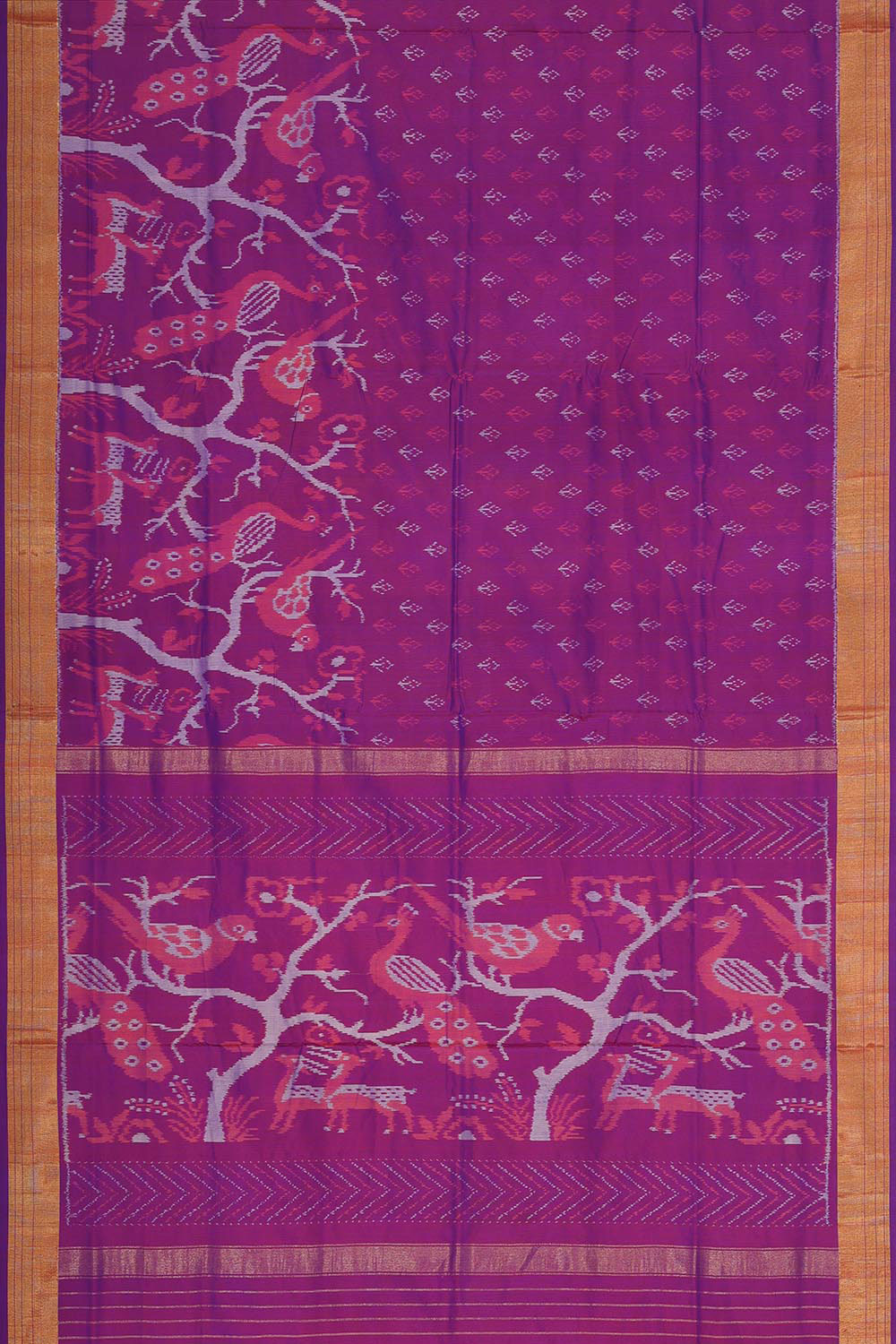 Collection of Pochampally Silk Ikat Purple Saree in a gallery layout