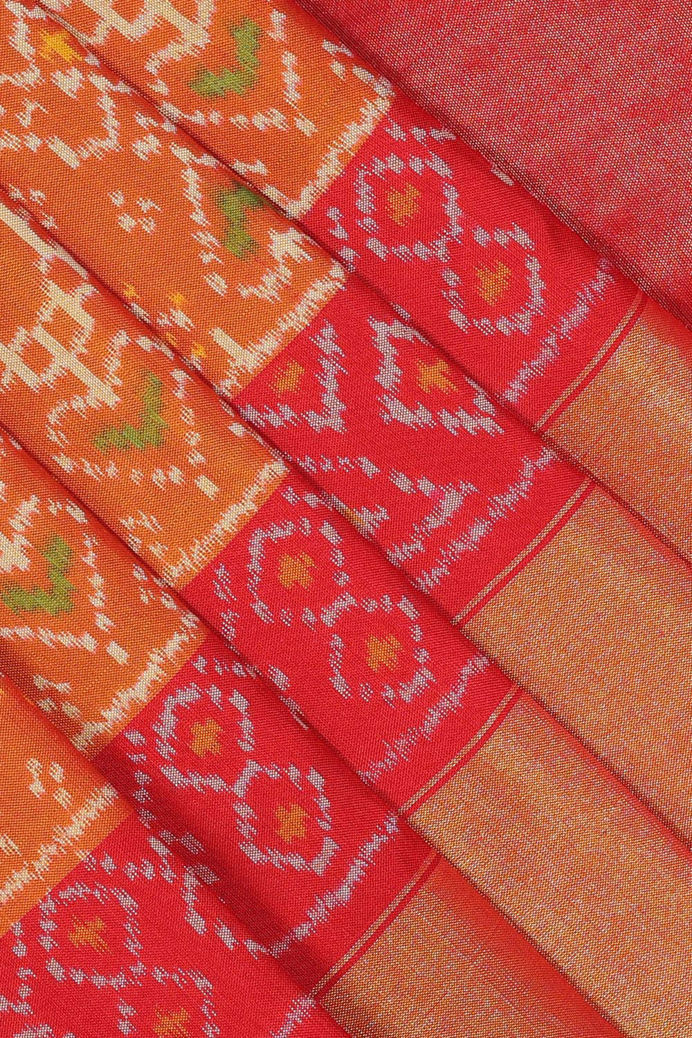 Collection of Pochampally Silk Ikat Mustard Saree in a gallery layout