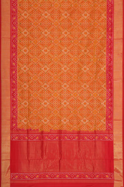 Collection of Pochampally Silk Ikat Mustard Saree in a gallery layout