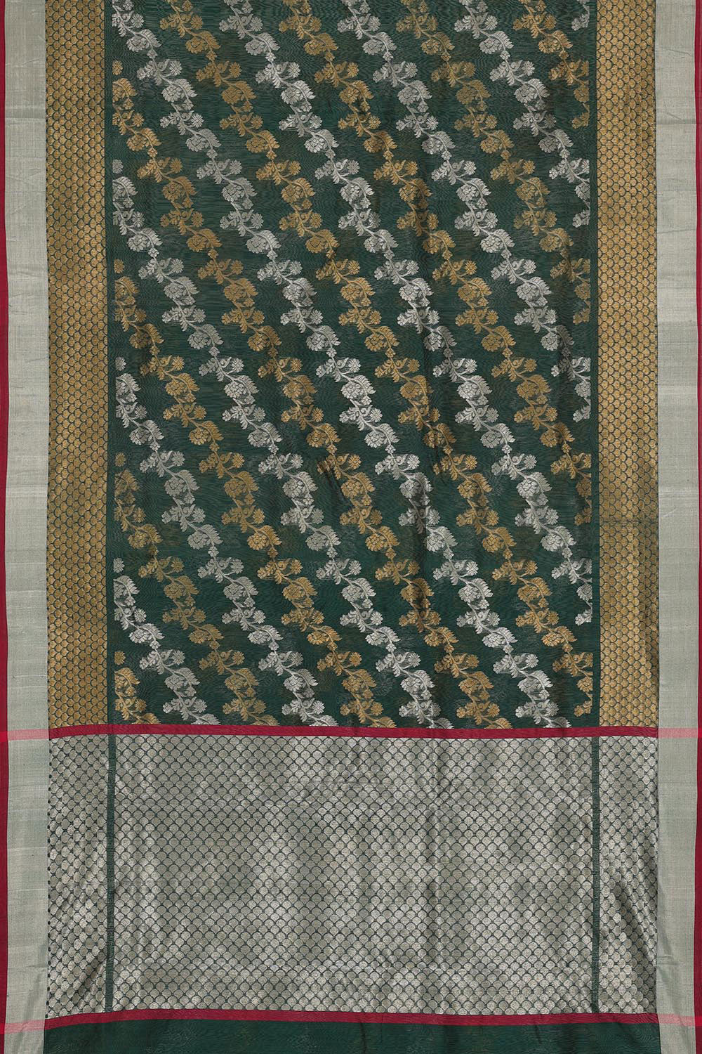 Chanderi Bottle Green Saree