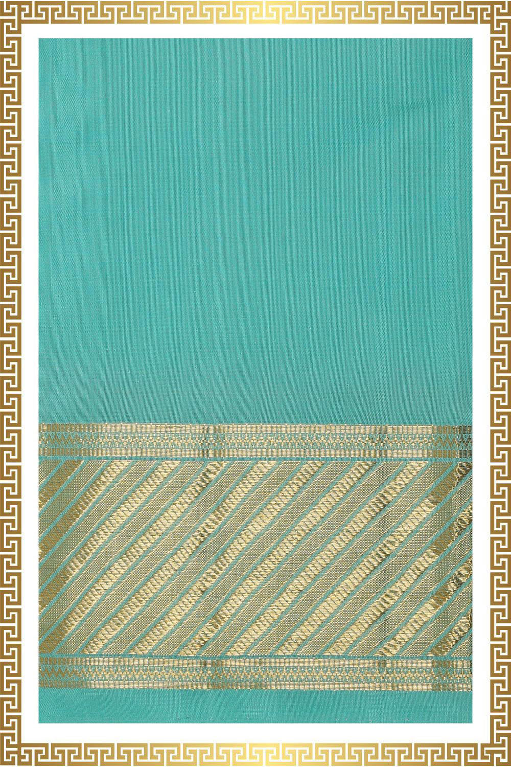 Collection of Venkatagiri Silk Turquoise-Blue Traditional Dhoti With Kanduva (8 X 4) in a gallery layout