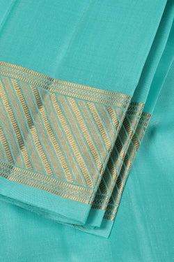 Collection of Venkatagiri Silk Turquoise-Blue Traditional Dhoti With Kanduva (8 X 4) in a gallery layout