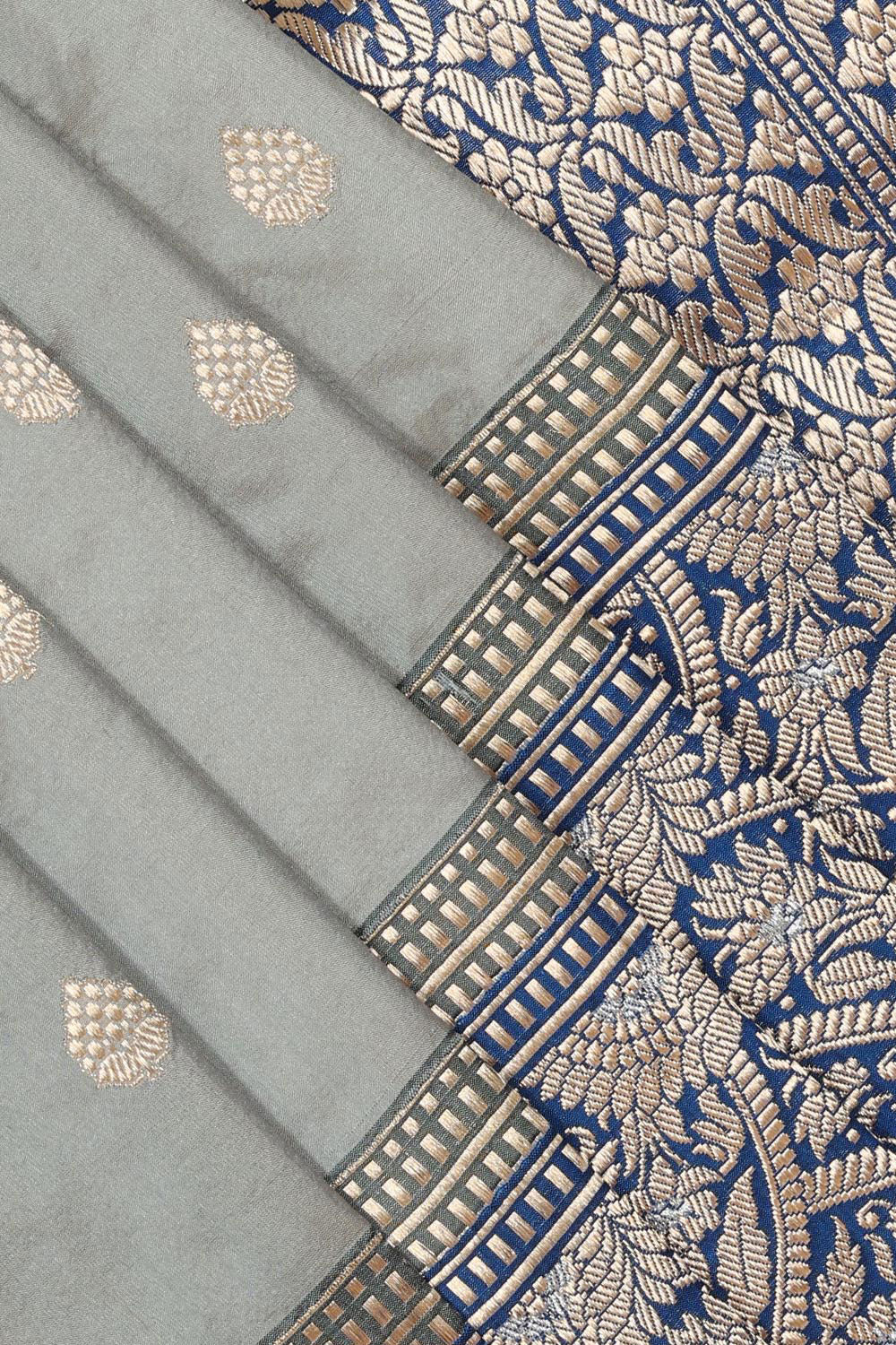 Collection of Banarasi Silk Silver-Grey Saree in a gallery layout