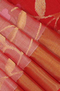 Image of Uppada Silk Coral Pink Saree