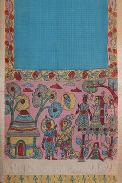 Image of Mangalgiri Silk Blue Saree