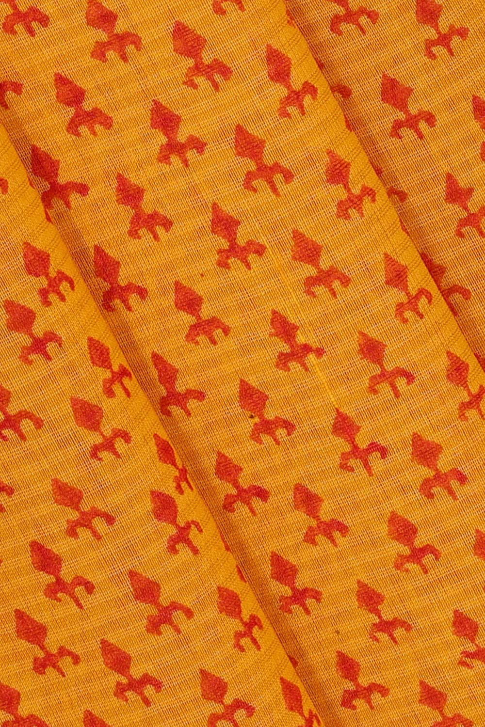 Maheshwari Cotton Block Printed Yellow Saree