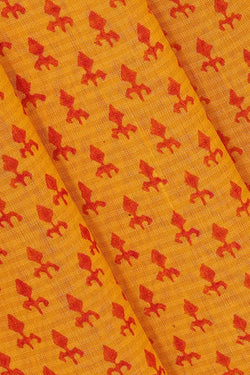 Image of Maheshwari Cotton Block Printed Yellow Saree