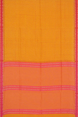 Image of Maheshwari Cotton Block Printed Yellow Saree