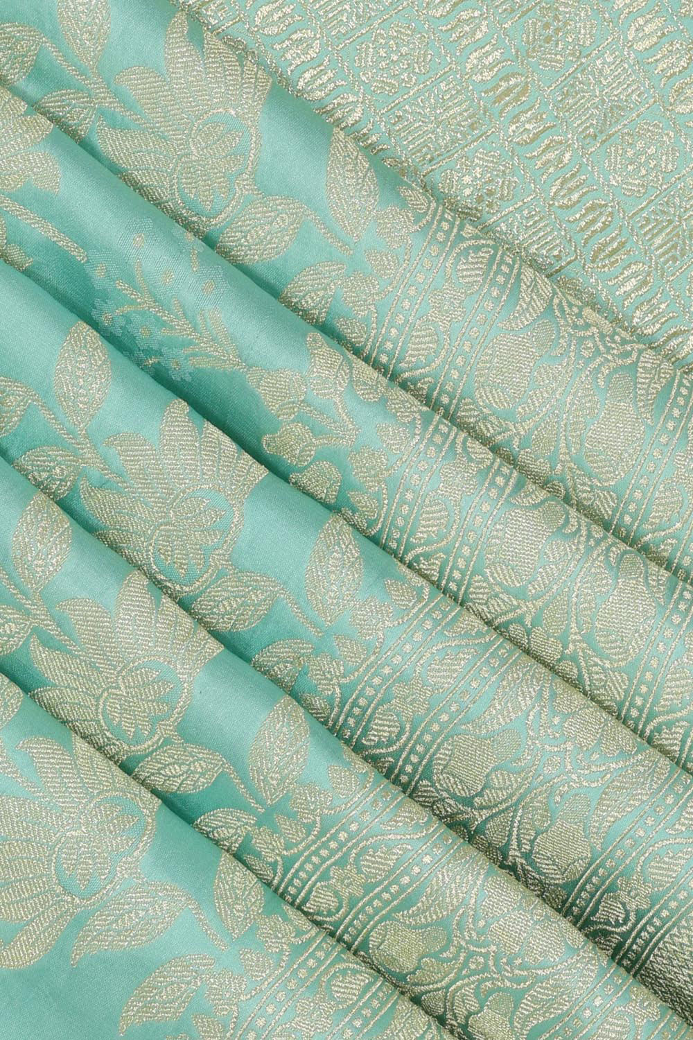 Muslin Crepe Aqua-Green Saree