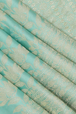 Image of Muslin Crepe Aqua-Green Saree