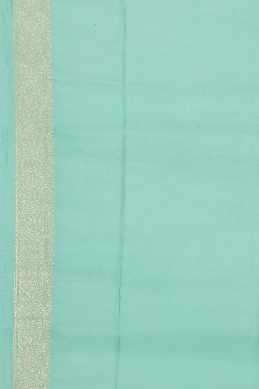 Image of Muslin Crepe Aqua-Green Saree