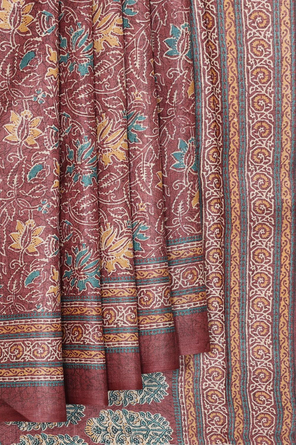 Collection of Tussar Silk Brown Saree in a gallery layout