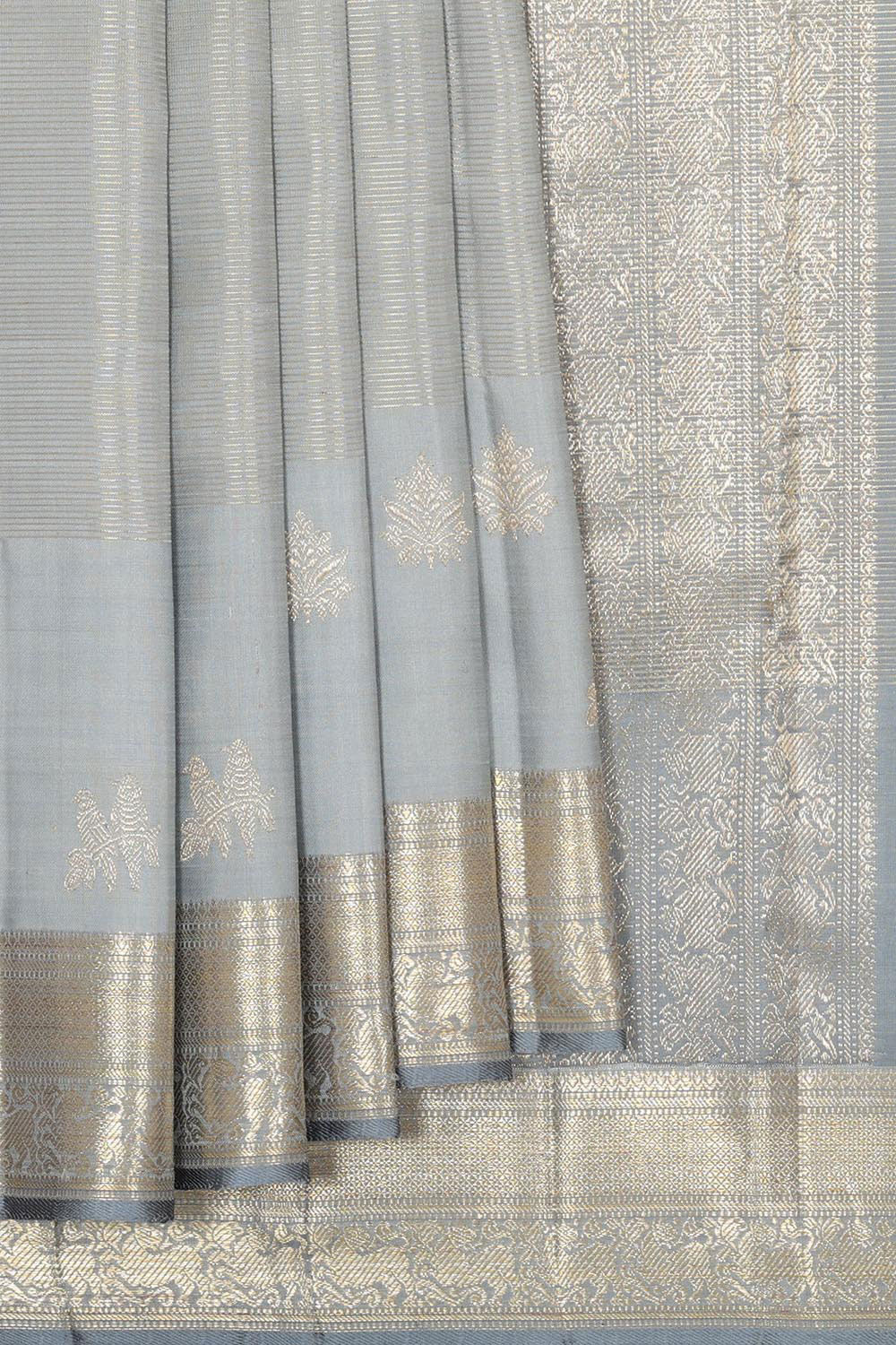 Kanchipattu Silver-Grey Saree