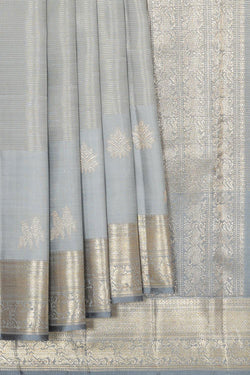 Image of Kanchipattu Silver-Grey Saree