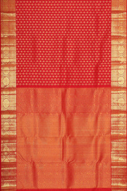 Collection of Kanchipattu Brocade Coral-Red Saree in a gallery layout