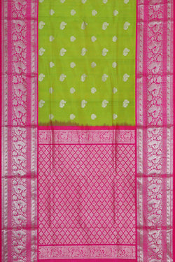 Collection of Venkatagiri Silk Parrot Green Saree in a gallery layout