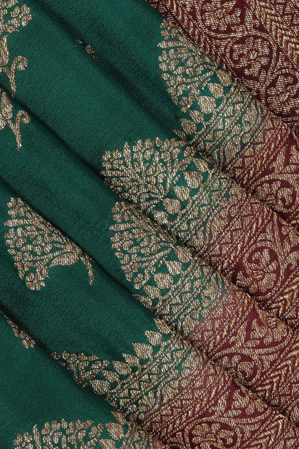 Collection of Banarasi Georgette Bottle Green Saree in a gallery layout