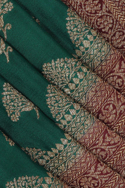 Collection of Banarasi Georgette Bottle Green Saree in a gallery layout