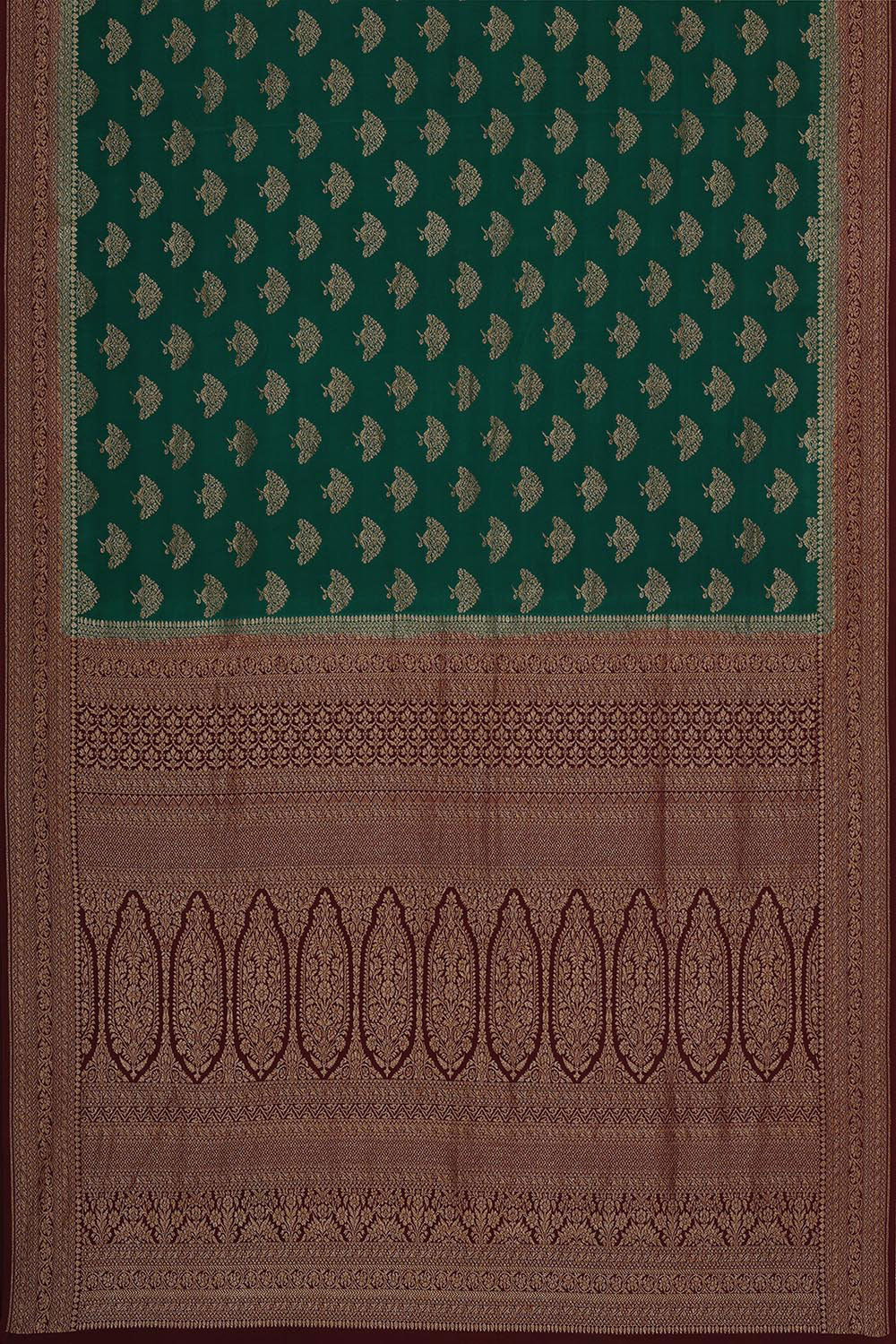 Collection of Banarasi Georgette Bottle Green Saree in a gallery layout