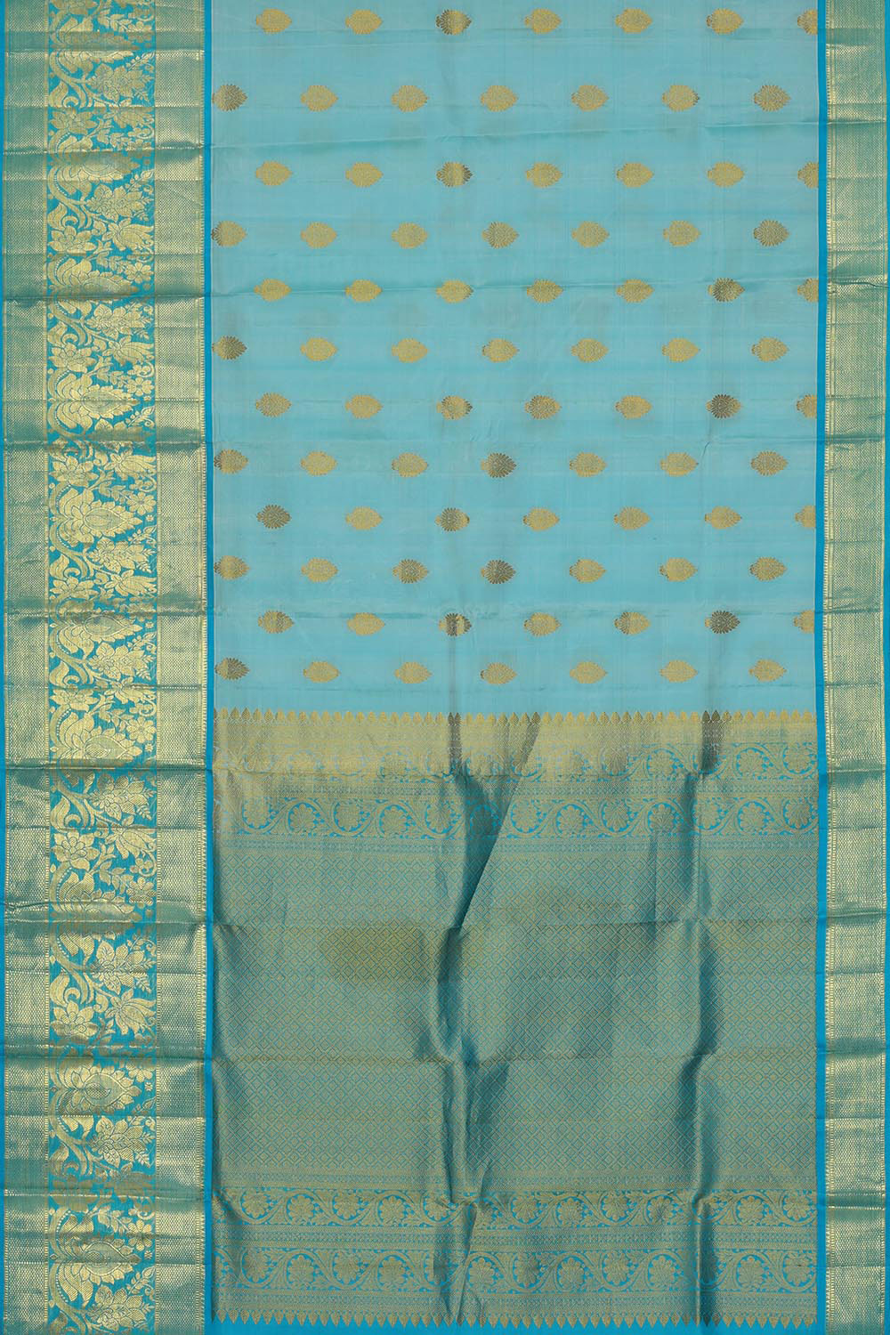 Kanchipattu Ice Blue Brocade Saree