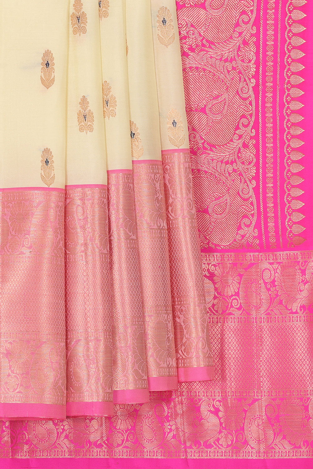 Kanchipattu Ivory Cream Saree