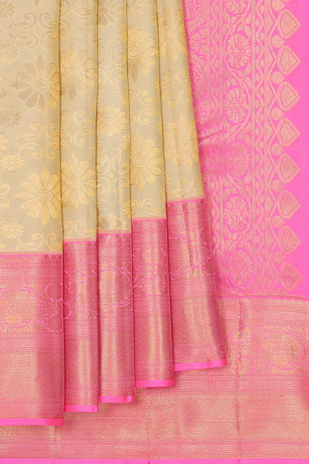 Kanchipattu Gold Colour Brocade Saree