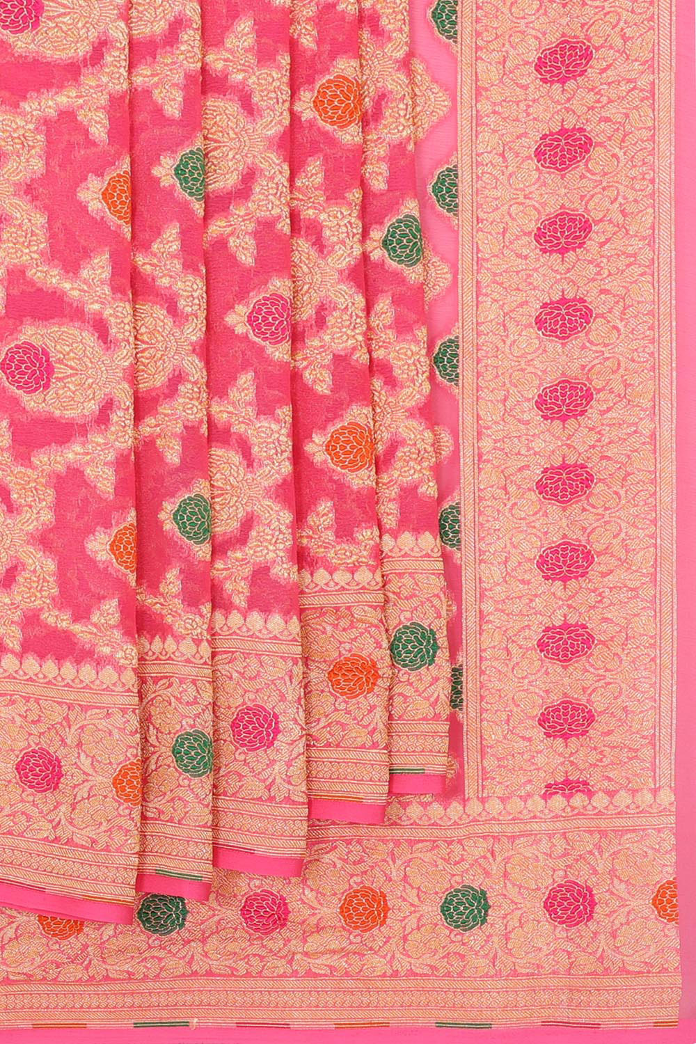 Collection of Banarasi Georgette Pink Saree in a gallery layout